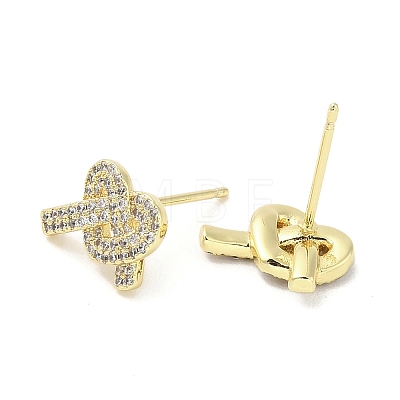 Rack Plating Brass Micro Pave Clear Cubic Zirconia Stud Earrings for Women EJEW-M260-16G-1