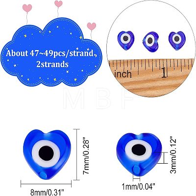 2 Strands Handmade Evil Eye Lampwork Beads Strands LAMP-FH0001-08B-1