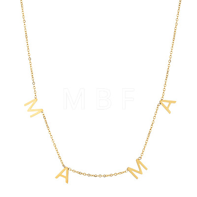 Stainless Steel Word MAMA Pendant Necklace with Cable Chains for Mother's Day LETT-PW0002-10B-1