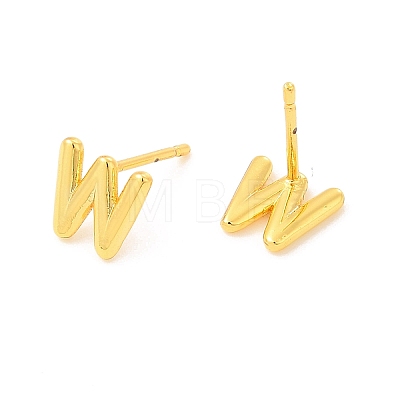 Brass Hollow Out Initial Letter Stud Earrings for Women EJEW-A044-01G-W-1