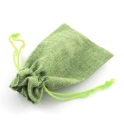 Polyester Imitation Burlap Packing Pouches Drawstring Bags X-ABAG-R005-18x13-02-1