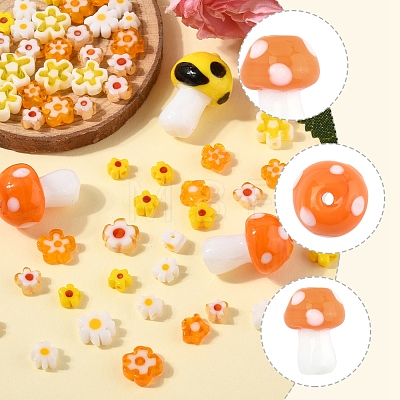 156Pcs 10 Styles Handmade Millefiori Glass Beads LAMP-FS0001-32-1