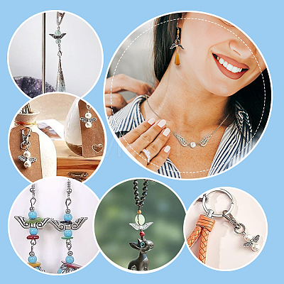 150Pcs 15 Styles Tibetan Style Alloy Fairy Wing Beads TIBEB-PH0005-44-1