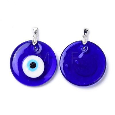 Handmade Evil Eye Lampwork Pendants LAMP-C001-02D-1