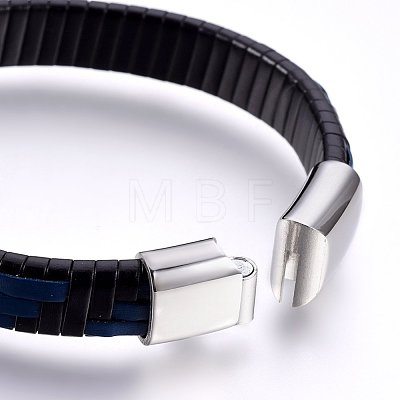 Braided Leather Cord Bracelets BJEW-F349-08P-02-1