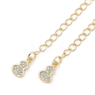 Brass Micro Pave Cubic Zirconia Ends with Chains KK-U043-05G-1