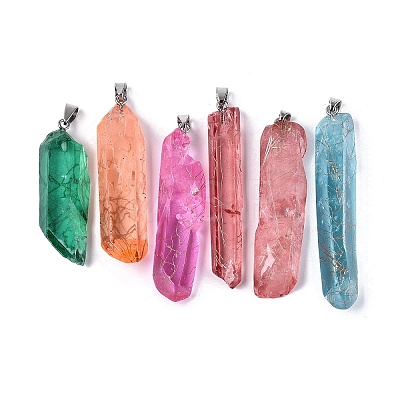 Spray Painted Natural Quartz Crystal Points Big Pendants G-Q601-24-1