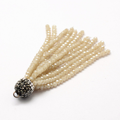 Electroplate Glass Bead Tassel Big Pendants X-EGLA-P024-01-1