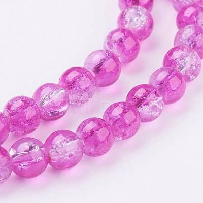 Spray Painted Crackle Glass Beads Strands CCG-Q002-6mm-09-1