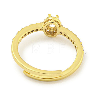 Oval Rack Plating Brass Micro Pave Cubic Zirconia Adjustable Rings for Women RJEW-F162-03G-1