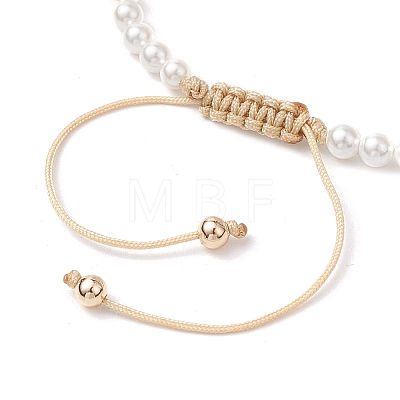 Shell Pearl Braided Bead Bracelets BJEW-JB11479-1