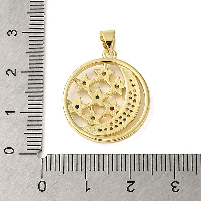 Rack Plating Brass Micro Pave Cubic Zirconia Pendants KK-P279-19G-1