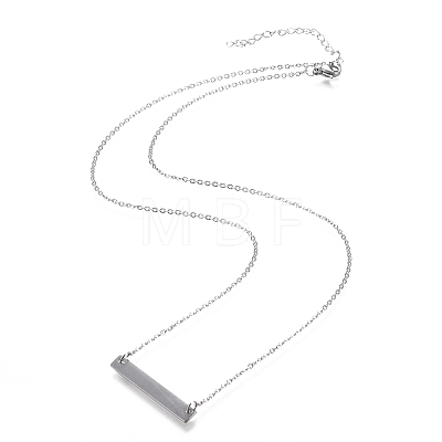 304 Stainless Steel Rectangle Pendant Necklaces STAS-I166-35P-1
