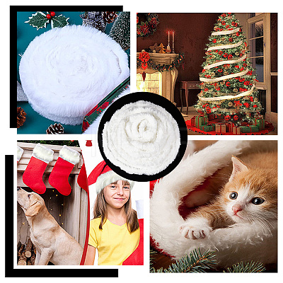 Gorgecraft White Faux Fur Ribbon Trim Fabric Roll for Christmas Tree Decor or Wreath Bows Craft DIY-GF0006-66-1