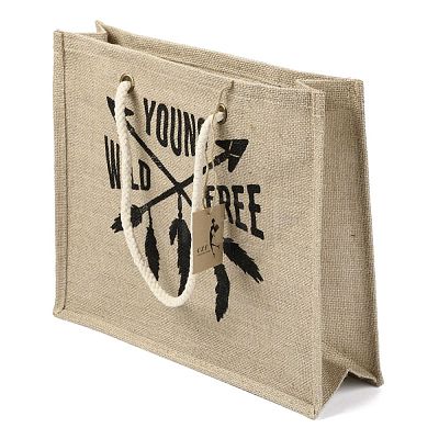 Jute Tote Bags Soft Cotton Handles Laminated Interior ABAG-F003-08A-1