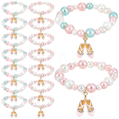16Pcs 2 Styles Acrylic Bead Bracelets BJEW-GO00007-1
