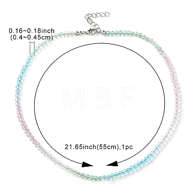 Bling Glass Round Beaded Necklace for Women NJEW-PH01490-03-1