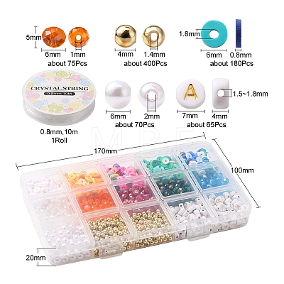 DIY Faceted & Letter & Heishi Beads Bracelets Making Kit DIY-YW0005-22-1