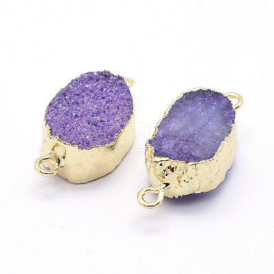 Natural & Electroplated Druzy Agate Links connectors G-A173B-02G-1