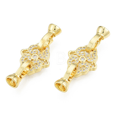 Brass Micro Pave Clear Cubic Zirconia Fold Over Clasps KK-N231-361LG-1