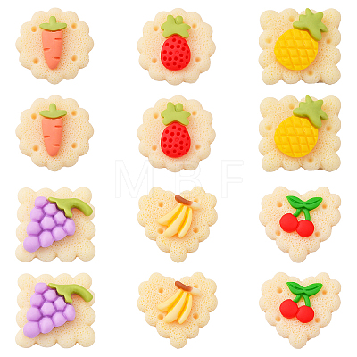 60Pcs 6 Style Opaque Resin Decoden Cabochons CRES-CJ0001-50-1