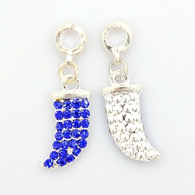 Silver Color Plated Alloy Rhinestone European Dangle Charms RB-J257-05S-1