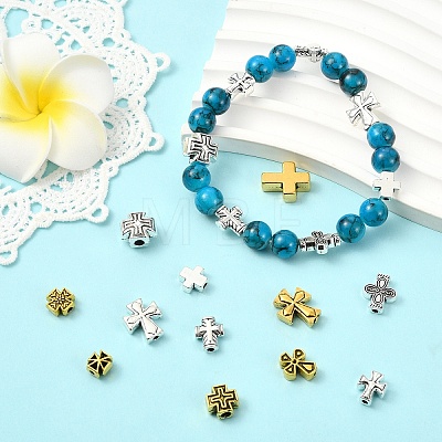 120Pcs 12 Styles Tibetan Style Zinc Alloy Beads FIND-YW0011-84-1