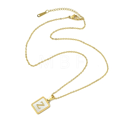 Ion Plating(IP) Rectangle with Initial Letter 304 Stainless Steel Pendant Necklace NJEW-R265-04G-Z-1