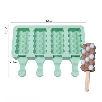 Food Grade DIY Rectangle Ice-cream Silicone Molds DIY-D062-07A-1