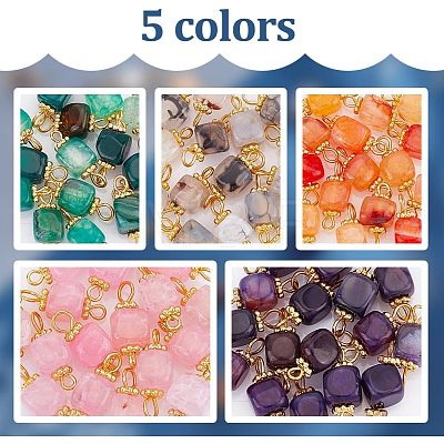 80Pcs 5 Color Natural Agate Connector Charms FIND-HY0001-39-1