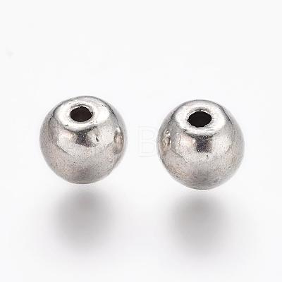 Tibetan Style Alloy Round Beads TIBEB-5204-AS-NR-1