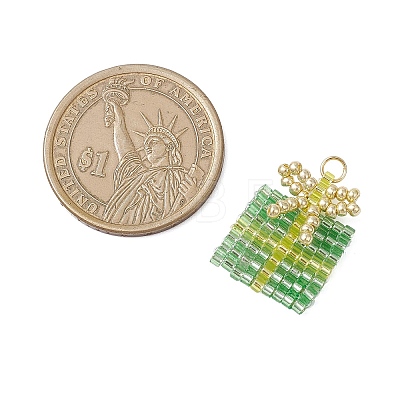 Glass Seed Beaded Christmas Gift Pendants PALLOY-MZ00899-02-1
