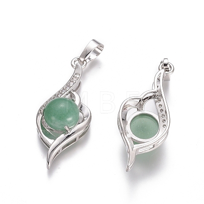 Natural Green Aventurine Pendants G-L512-G09-1