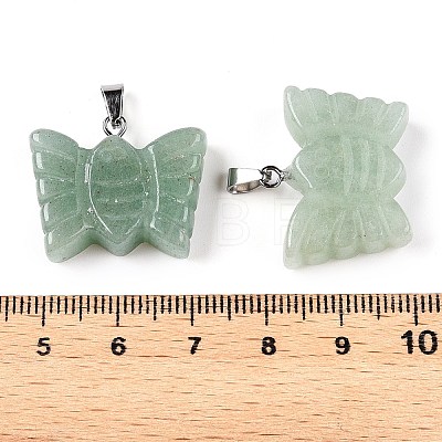 Natural Green Aventurine Carved Butterfly Pendants G-N342-01E-1