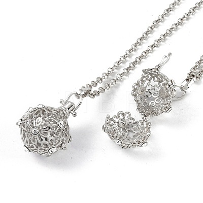 Brass with Rhinestone Pendant Necklaces NJEW-G089-03F-P-1