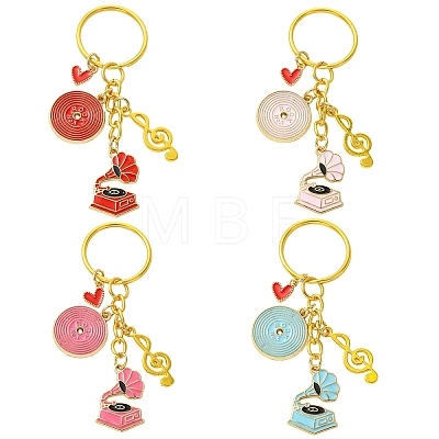 Alloy Enamel Disc & Gramophone & Musical Note Pendant Decorations KEYC-YW00286-03-1