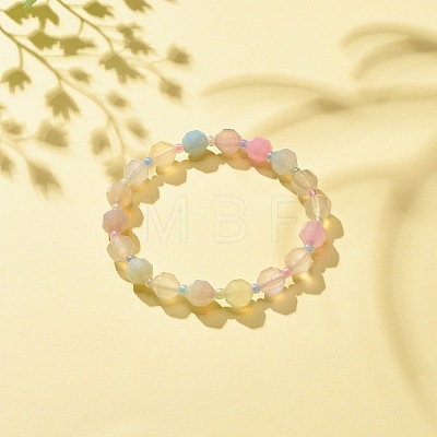 2Pcs 2 Size Natural Agate Round Beaded Stretch Bracelets Set with Glass Seed BJEW-JB08195-1