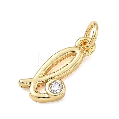 Brass Micro Pave Clear Cubic Zirconia Charms KK-D289-66G-L-1