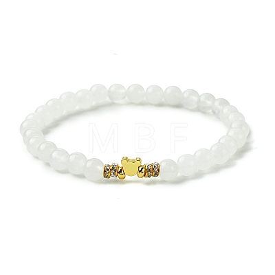 Natural White Jade Beads Stretch Bracelets for Women Men BJEW-JB11348-01-1