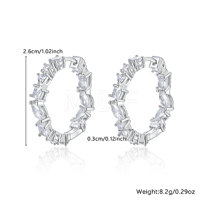 Rhodium Plated 925 Sterling Silver Micro Pave Cubic Zirconia Hoop Earrings CK5143-2-1