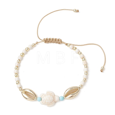 2Pcs 2 Styles Alloy & Natural Howlite & Synthetic Turquoise & Non-magnetic Hematite Braided Bead Brecelets BJEW-JB13786-1