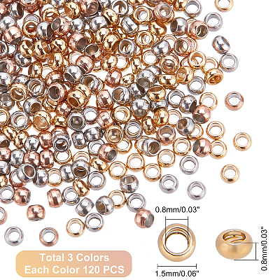 Unicraftale 360Pcs 3 Colors 304 Stainless Steel Spacer Beads STAS-UN0024-93-1