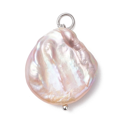 Natural Baroque Pearl Keshi Pearl Pendants PALLOY-JF04629-02-1