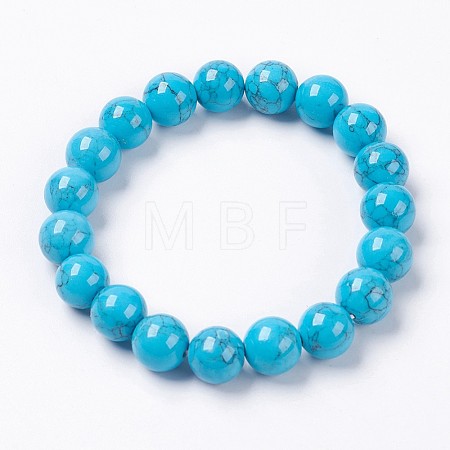 Natural Howlite Jade Beaded Stretch Bracelet BJEW-P207-23-8mm-1