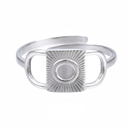 Non-Tarnish 304 Stainless Steel Rectangle Open Cuff Ring RJEW-T023-86P-1