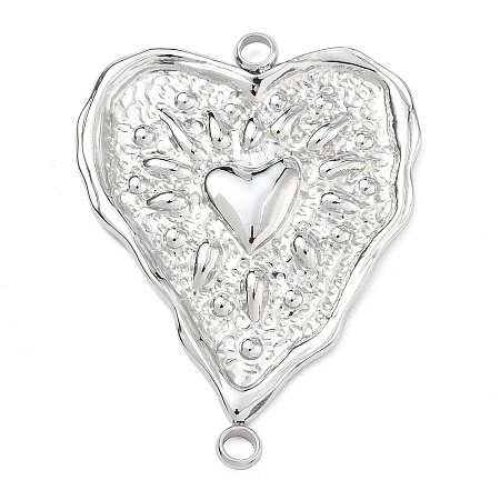 304 Stainless Steel Textured Heart Links Connector Charms STAS-F340-05P-1