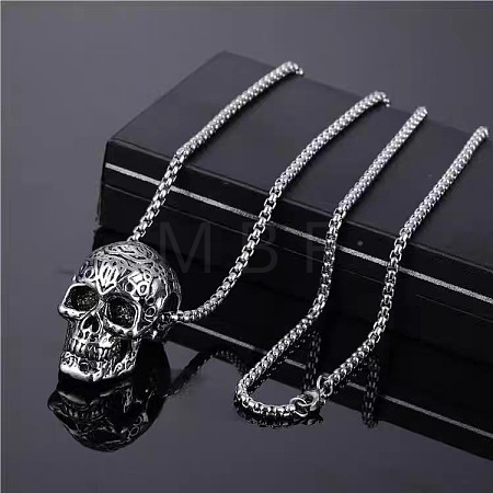 Alloy Ruby Rhinestone Pendant 667 Stainless Steel Chain Necklaces FS-WG7010E-07-1
