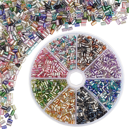 80G 8 Colors Glass Bugle Beads GLAA-PH0003-71-1