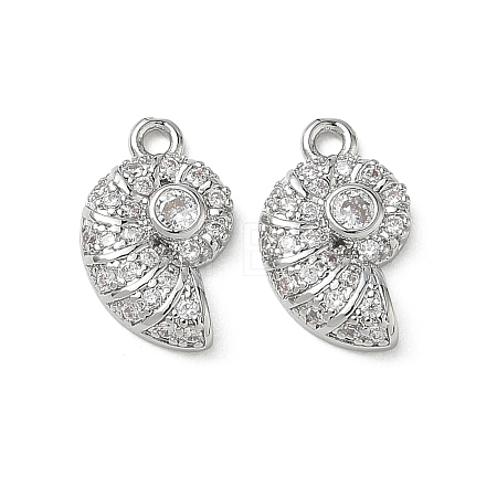 Brass Micro Pave Clear Cubic Zirconia Charms KK-P355-01C-P-1