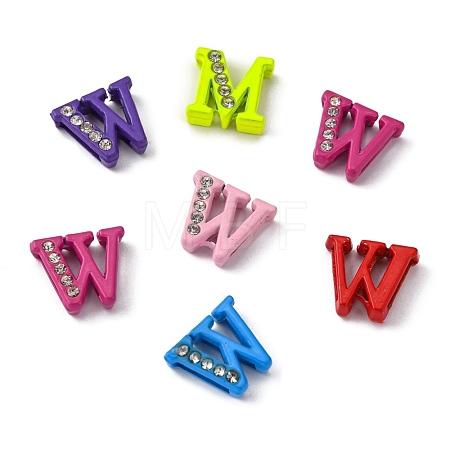 Spray Painted Zinc Alloy Slide Charms ALRI-WH0005-13W-1